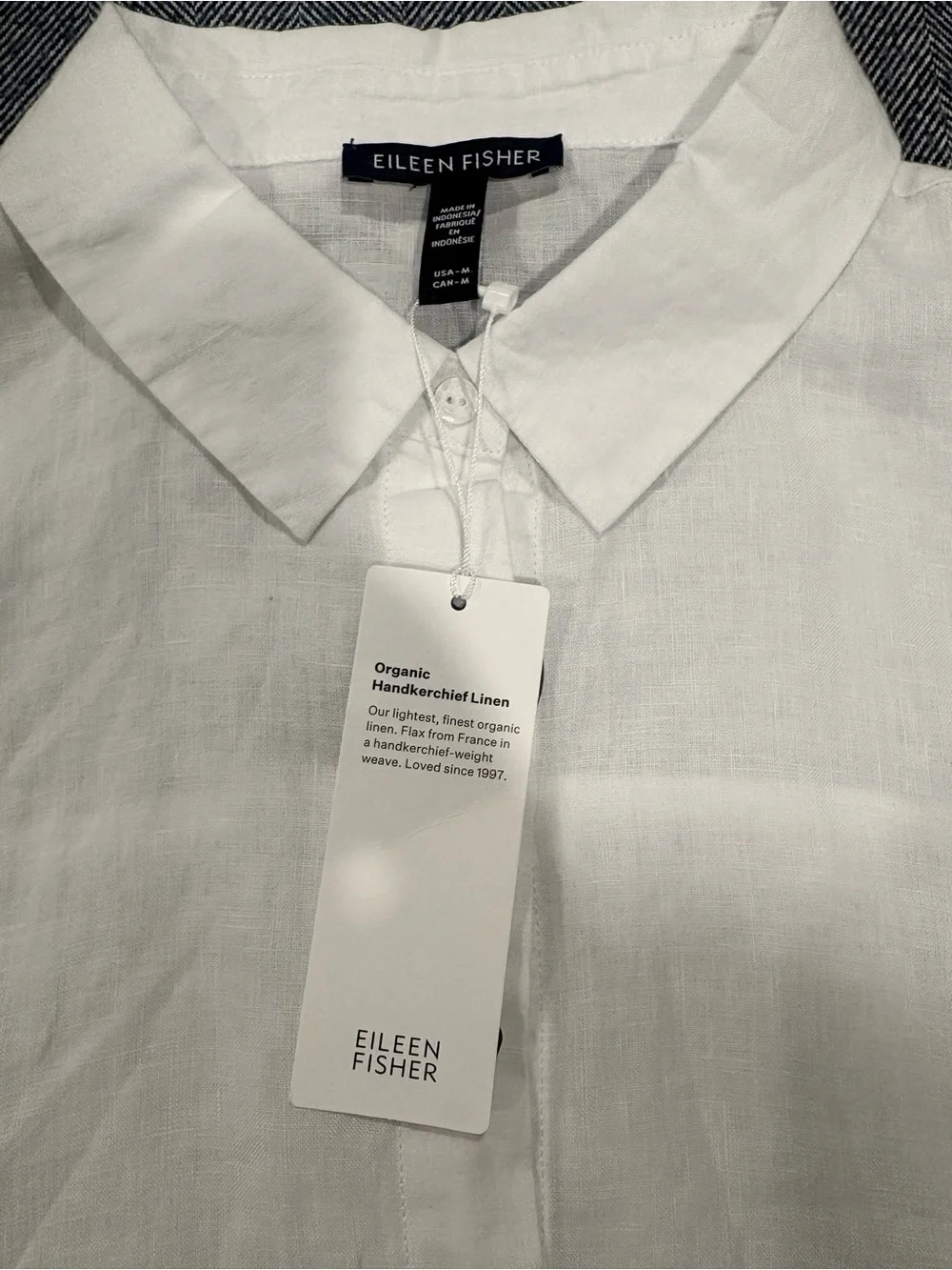 Eileen Fisher Organic Handkerchief Linen Classic Collar Shirt | color: white | M - Picture 7 of 9